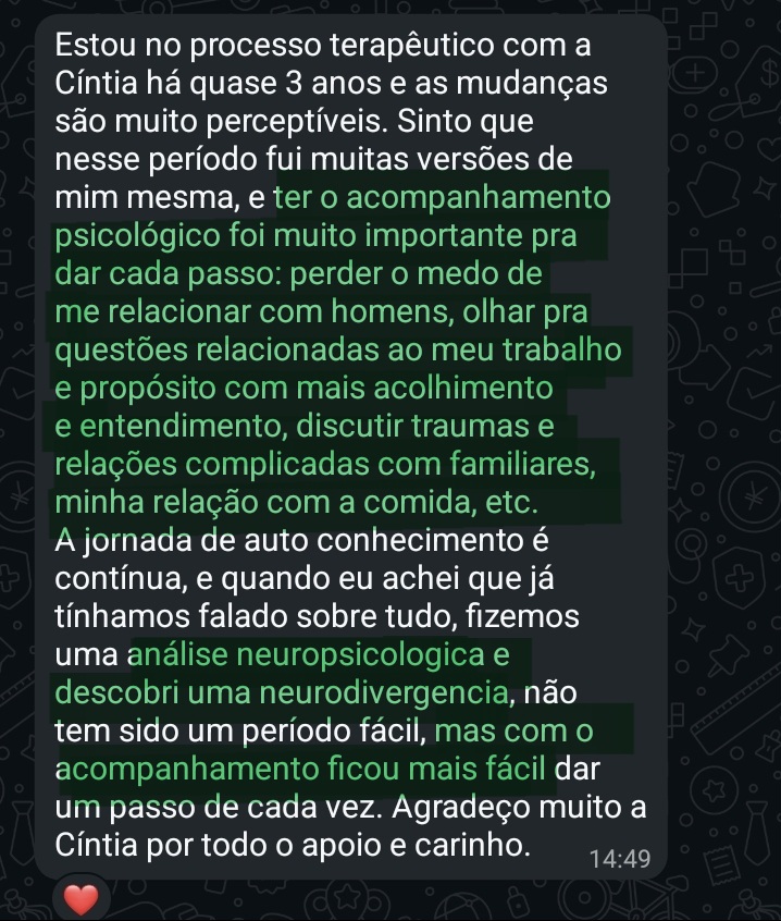 Screenshot do depoimento